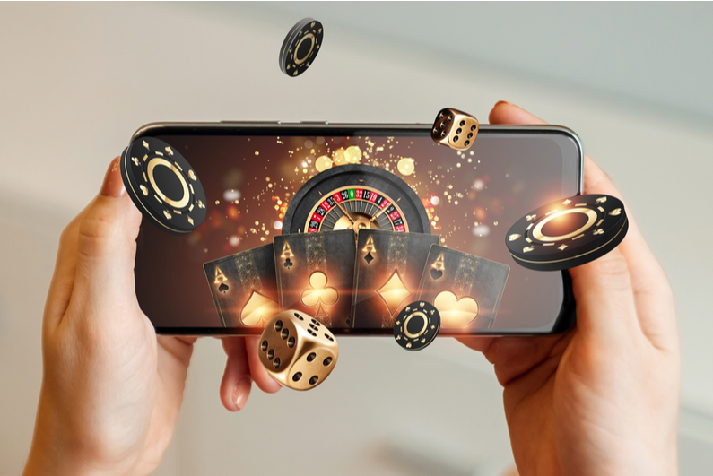 Smartphone, das Online-Glücksspiele darstellt