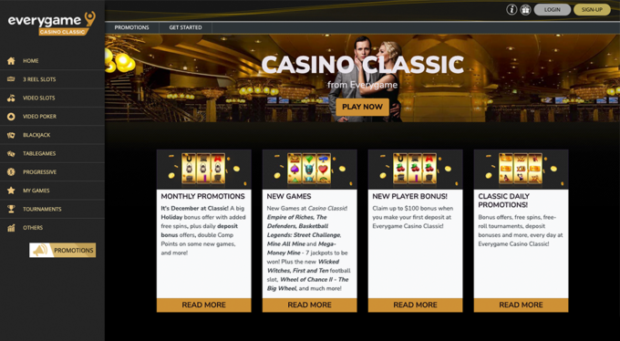 Homepage von Everygame Casino Classic