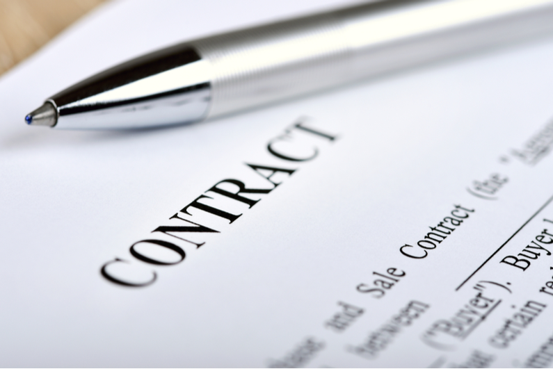 Closeup of the heading of a contract