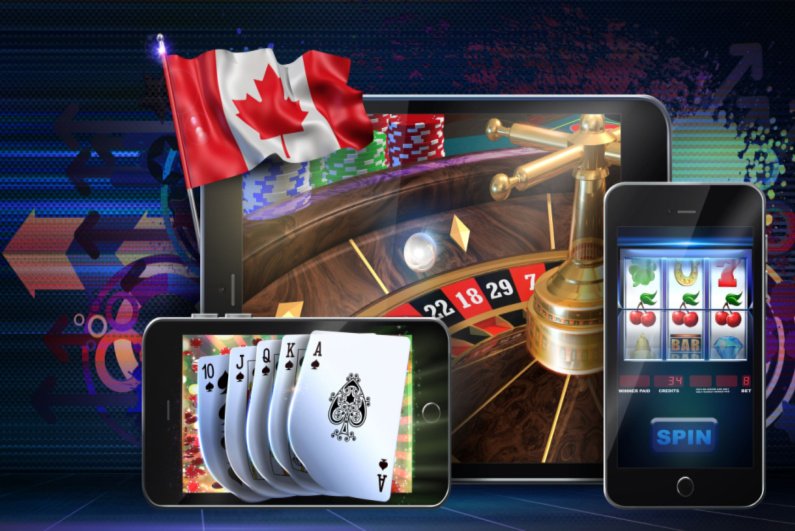 Kanadische Flagge mit Glücksspielelementen