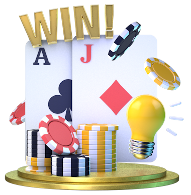 Blackjack-kort med Chip Stack Win Ikon