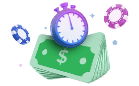 Odmierzanie czasu zegara kasyna i ikony pieniędzy
