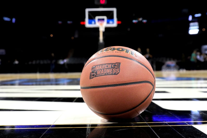 Basketball with a March Madness logo