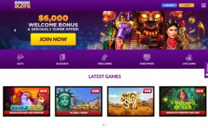 Screenshot der Super Slots Casino-Startseite