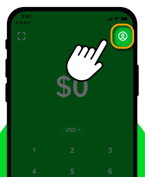 Zeiger im Bargeld-App-Kontakt-Support-Symbol 