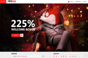 Screenshot der Red Dog Online Casino-Homepage